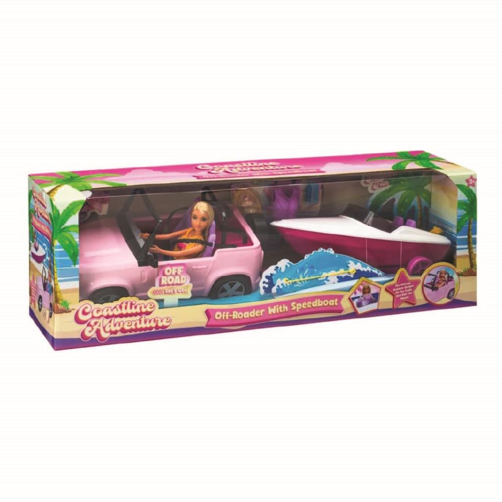 Anlily Adventure Doll Set with Car, Speed Boat & Pet